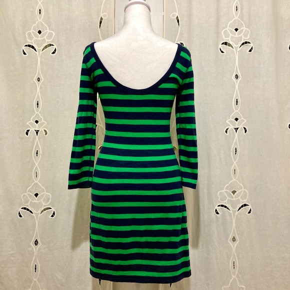 Vintage Striped Summer Dress, Express, Green and Blue, Size XS - Picture 5 of 8